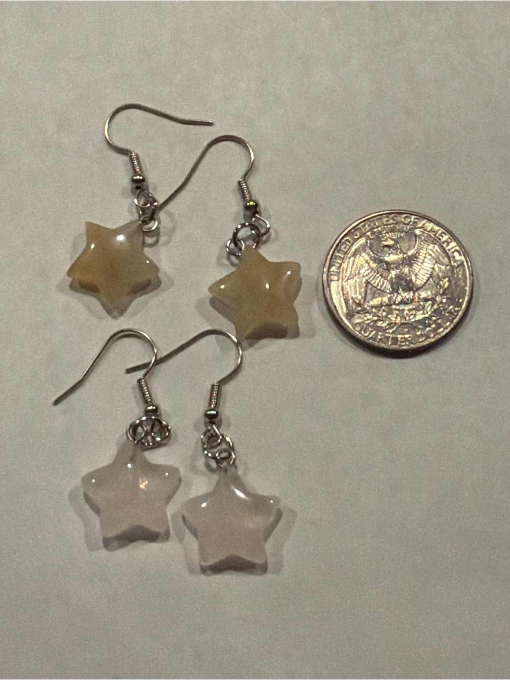 Star Drop Earrings in citrine and pale tose quartz - Women Jewelry